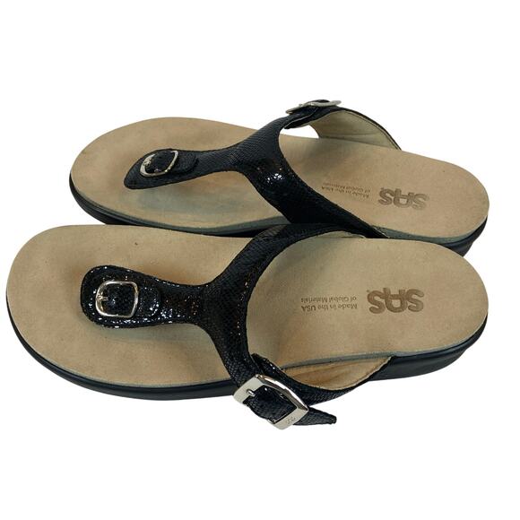 SAS Sanibel T- Strap Slide Sandals Black Size 10 M - Picture 2 of 9